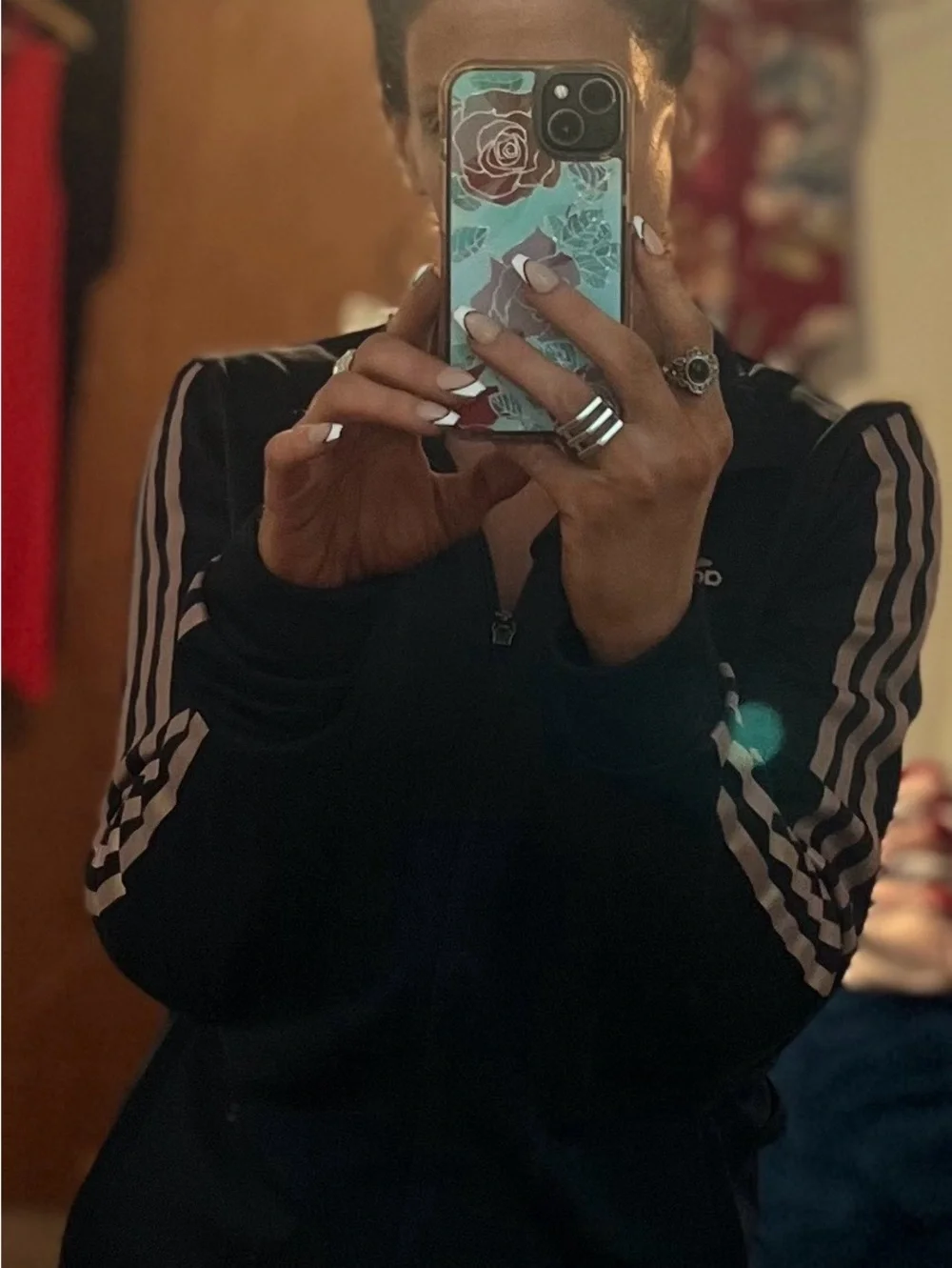 Adidas Women's Black Zip-Up  with Rose Gold Logo